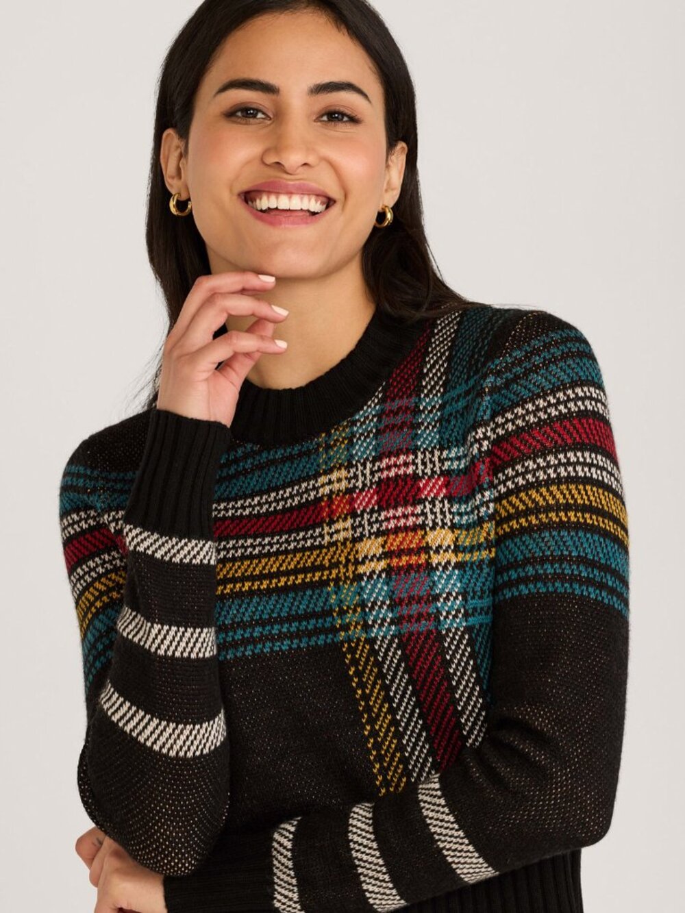 Plaid Merino Sweater - Size S
